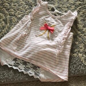GIGIL pink & white striped tank top with girly detailing in size 3T